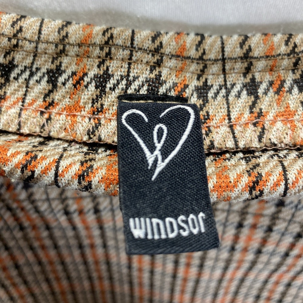 Windsor Orange Black Houndstooth Plaid Mini Skirt Side Slit PS4532FWD Size M - Picture 3 of 7